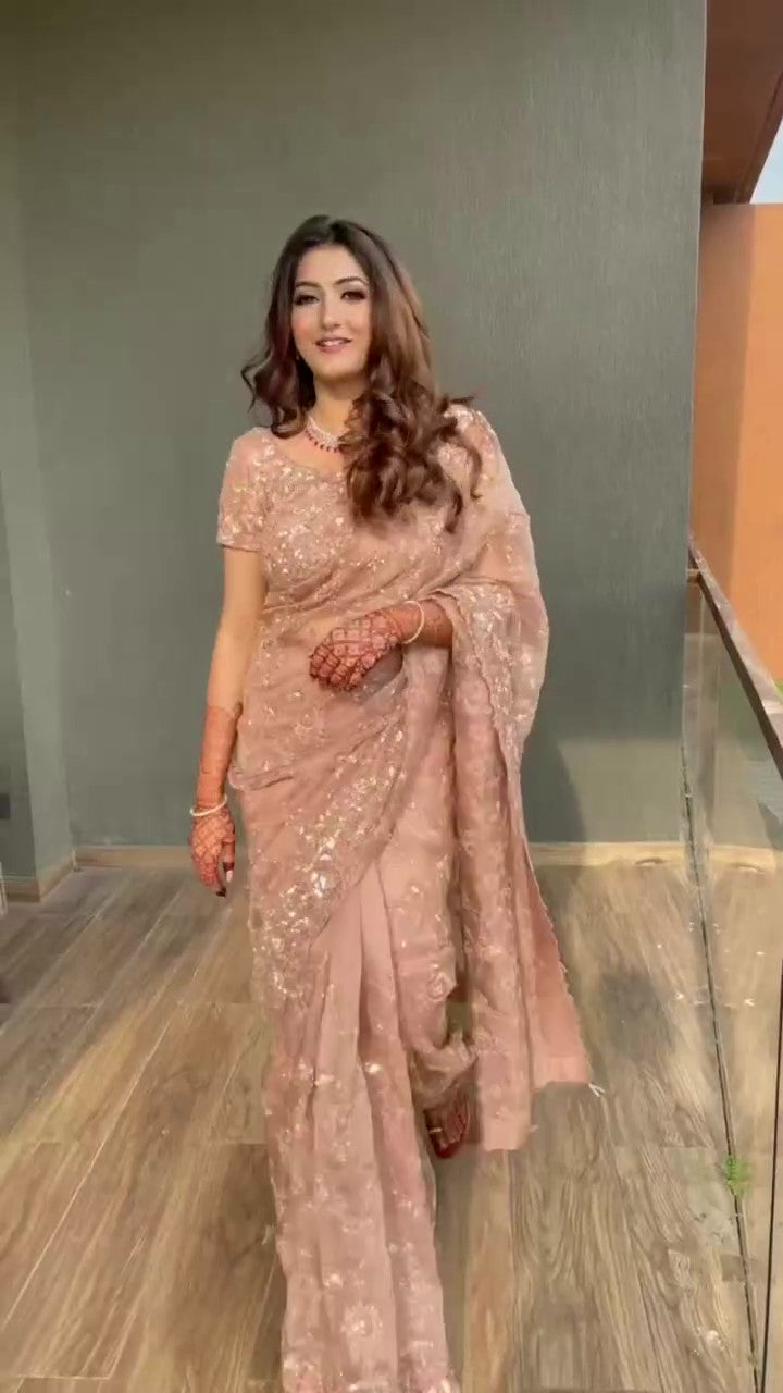 Embroidered Organza Saree with Designer Blouse
