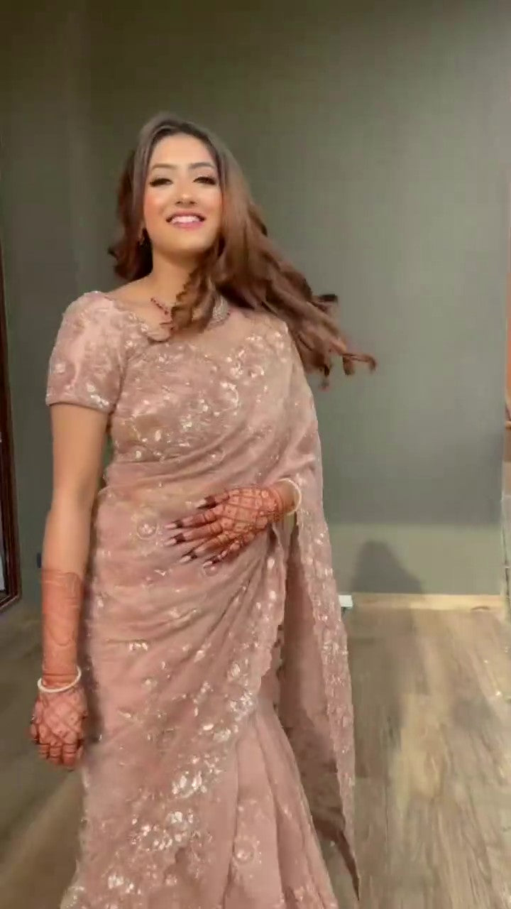 Embroidered Organza Saree with Designer Blouse