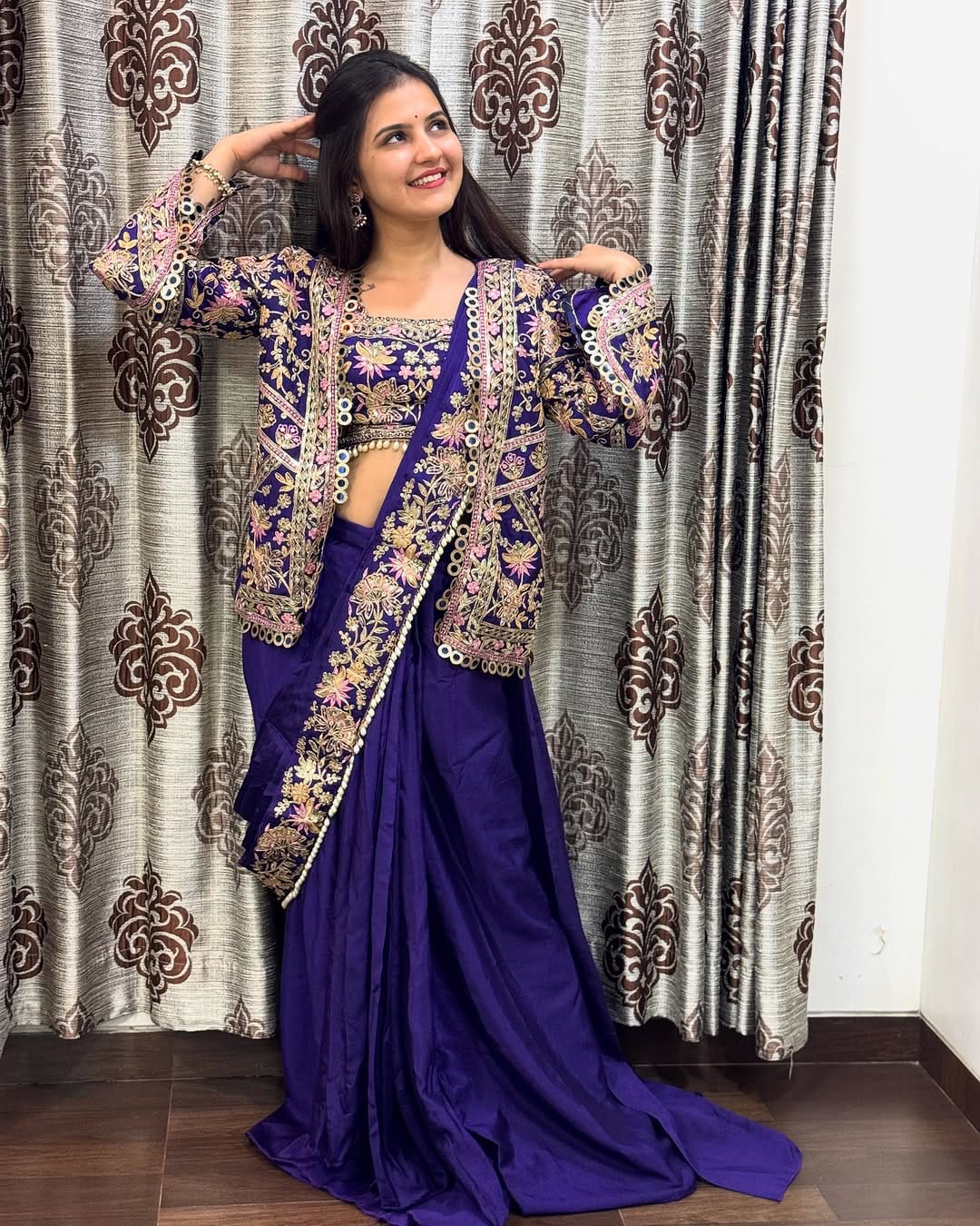 Indo Western Saree For Farewell Indo Western Fancy Modern Party