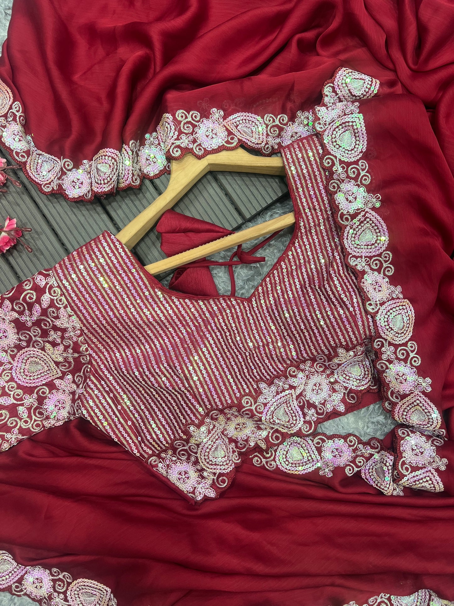 Red Designer Saree
