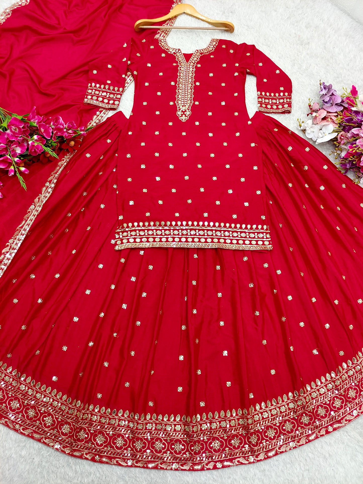 Pure Cinon Silk Elegance – Fully Stitched Lehenga Set