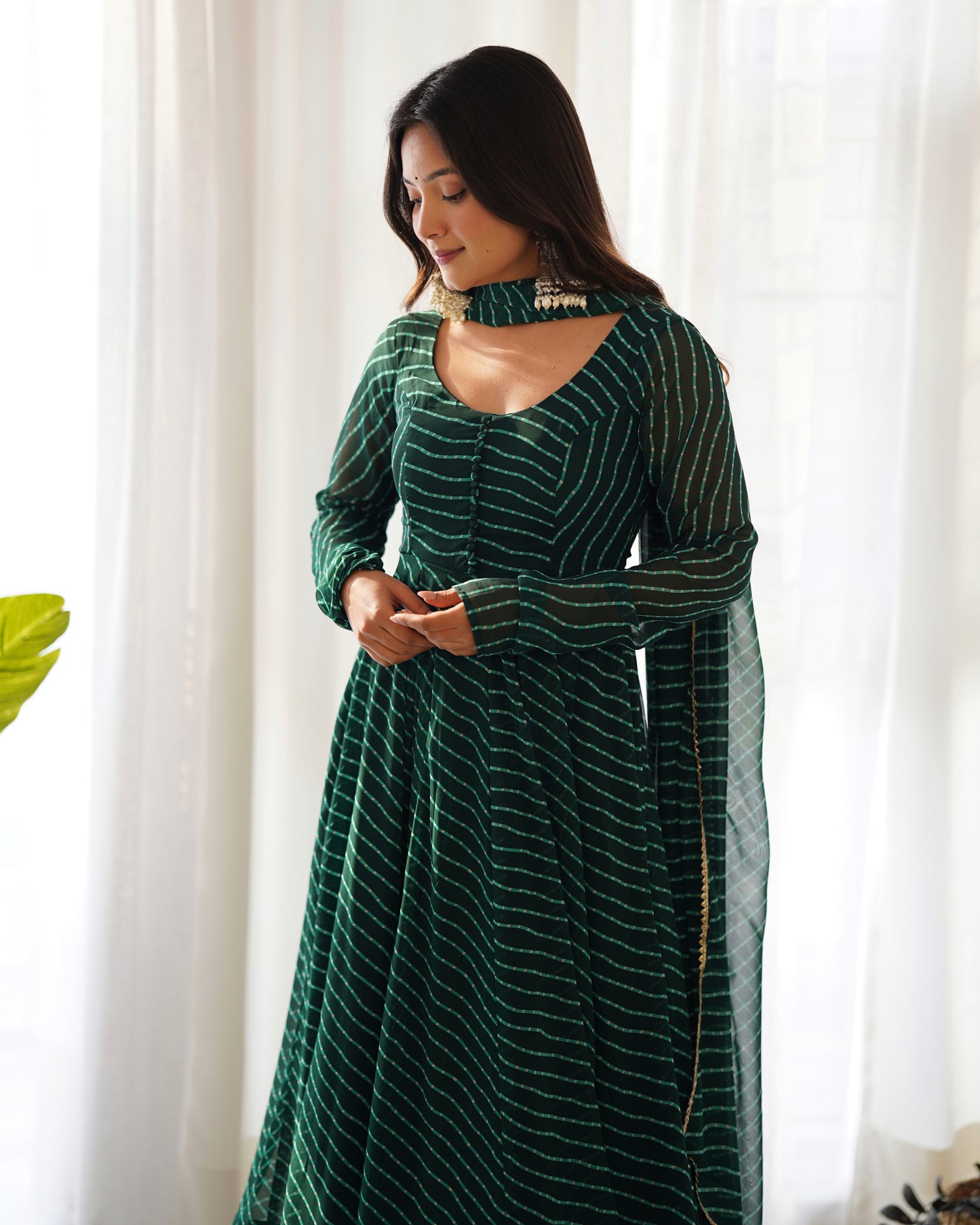 Summer Wedding Special Laheriya Print Fox Georgette Anarkali Set