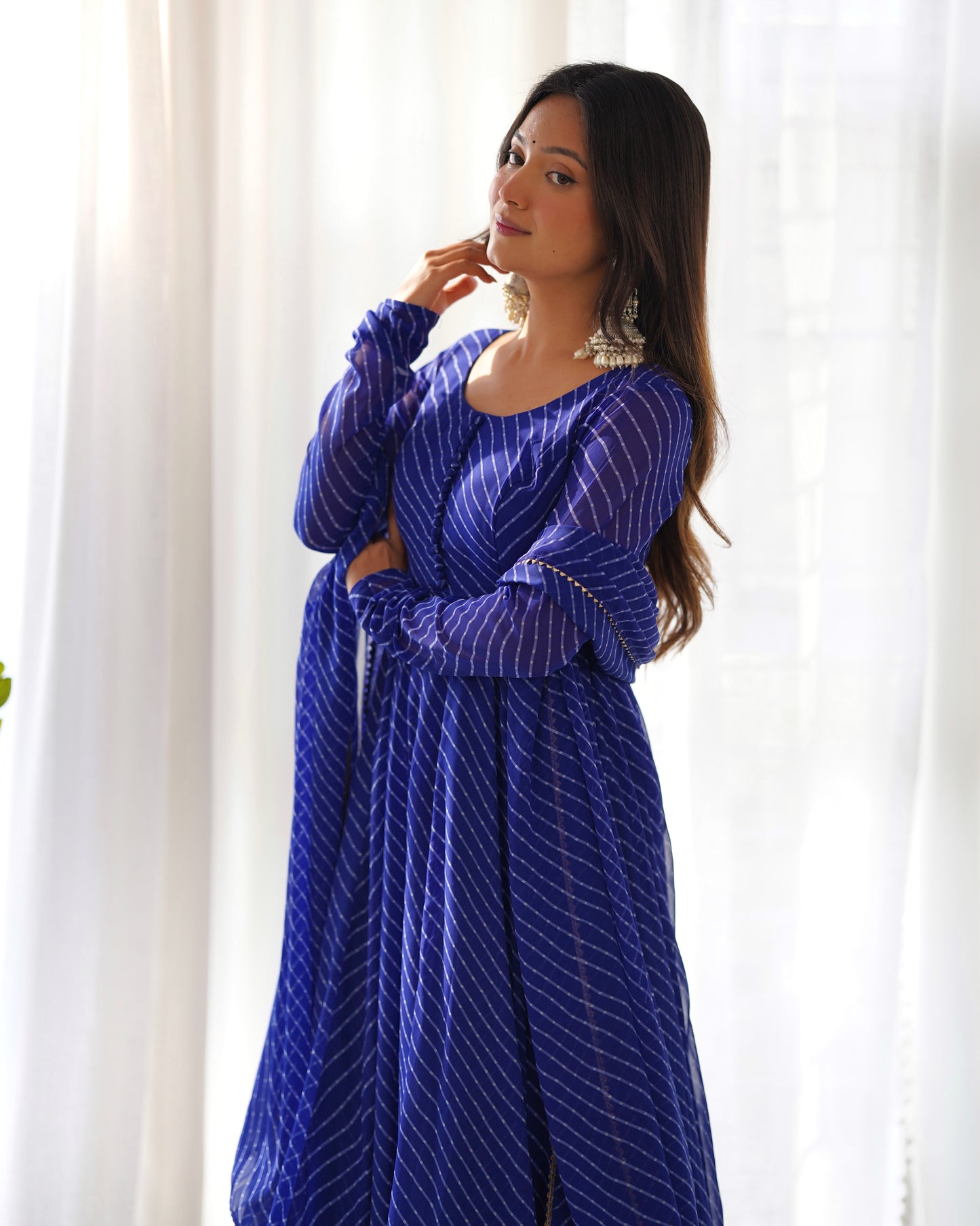 Summer Wedding Special Laheriya Print Fox Georgette Anarkali Set