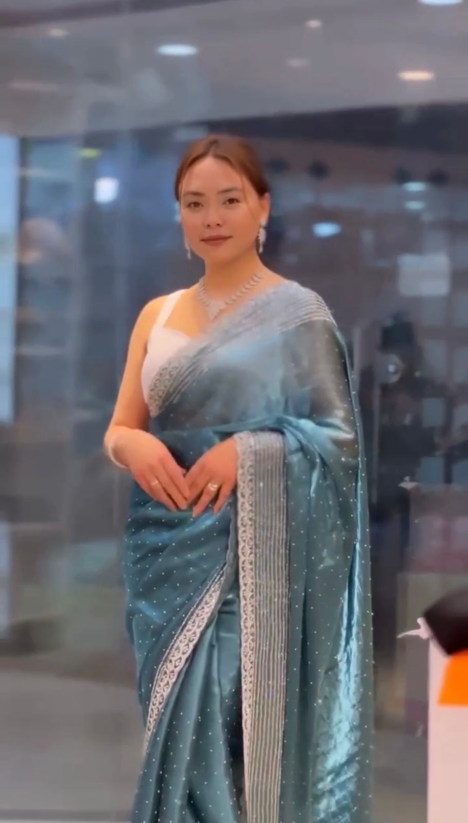 Beautiful Sequins and zari embroidery work Saree