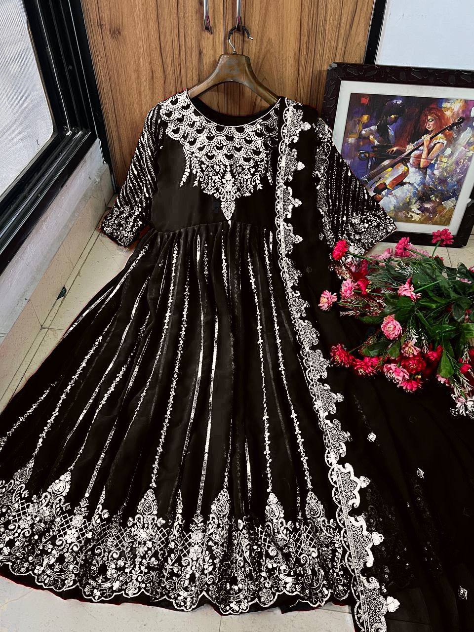 "Designer Embroidered Anarkali Gown"