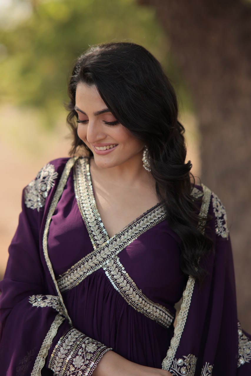 Premium Readymade Alia Cut Gown with Dupatta Set