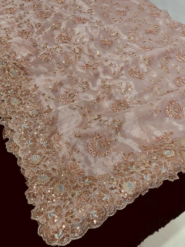 Embroidered Organza Saree with Designer Blouse