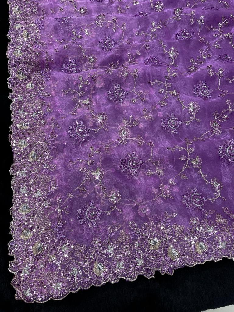 Embroidered Organza Saree with Designer Blouse
