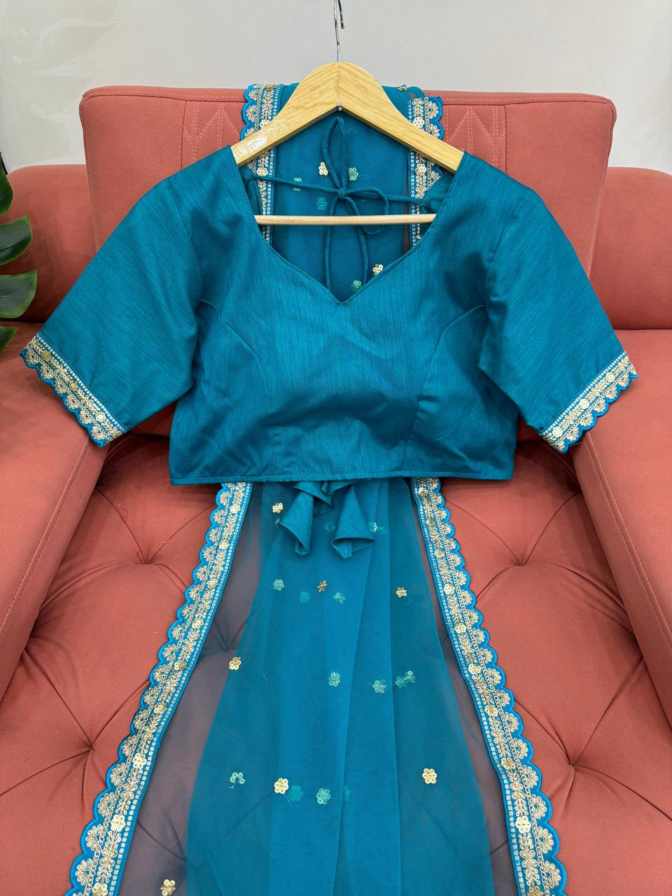 Soft Net Saree with Coding & Sequence Work