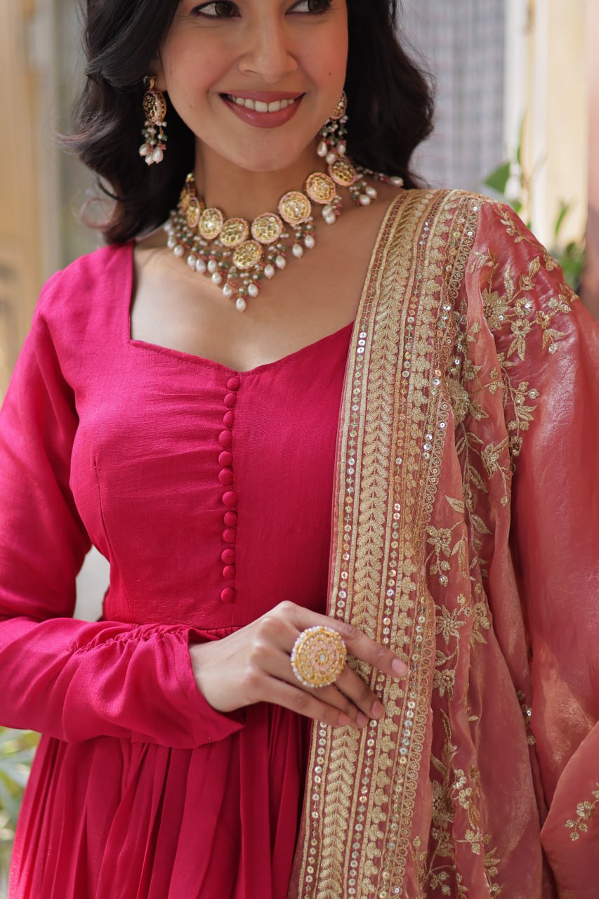 Premium Sequins Embroidered Gown with Designer Dupatta