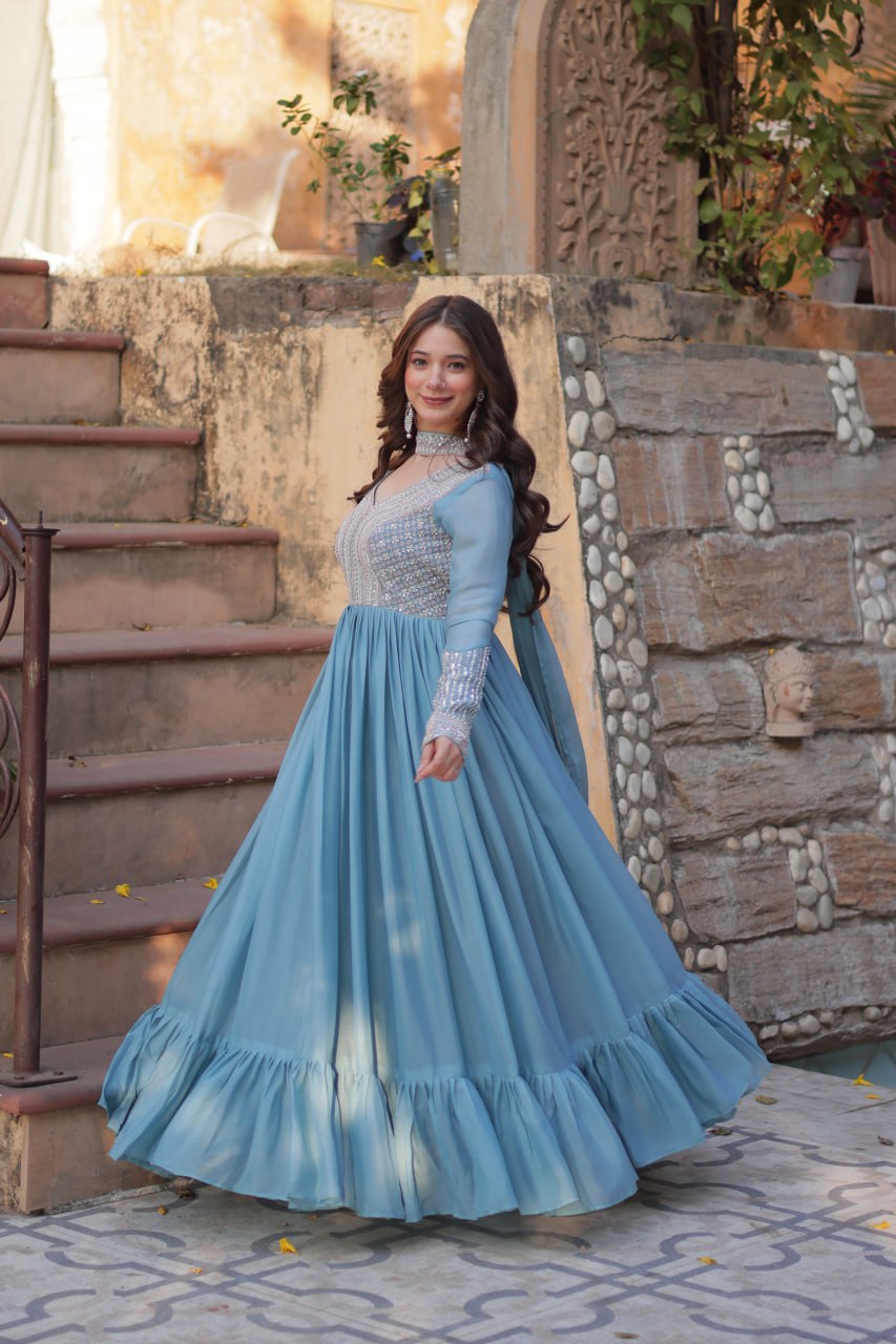 Perfect Partywear Gown with Dupatta – Full Sleeves