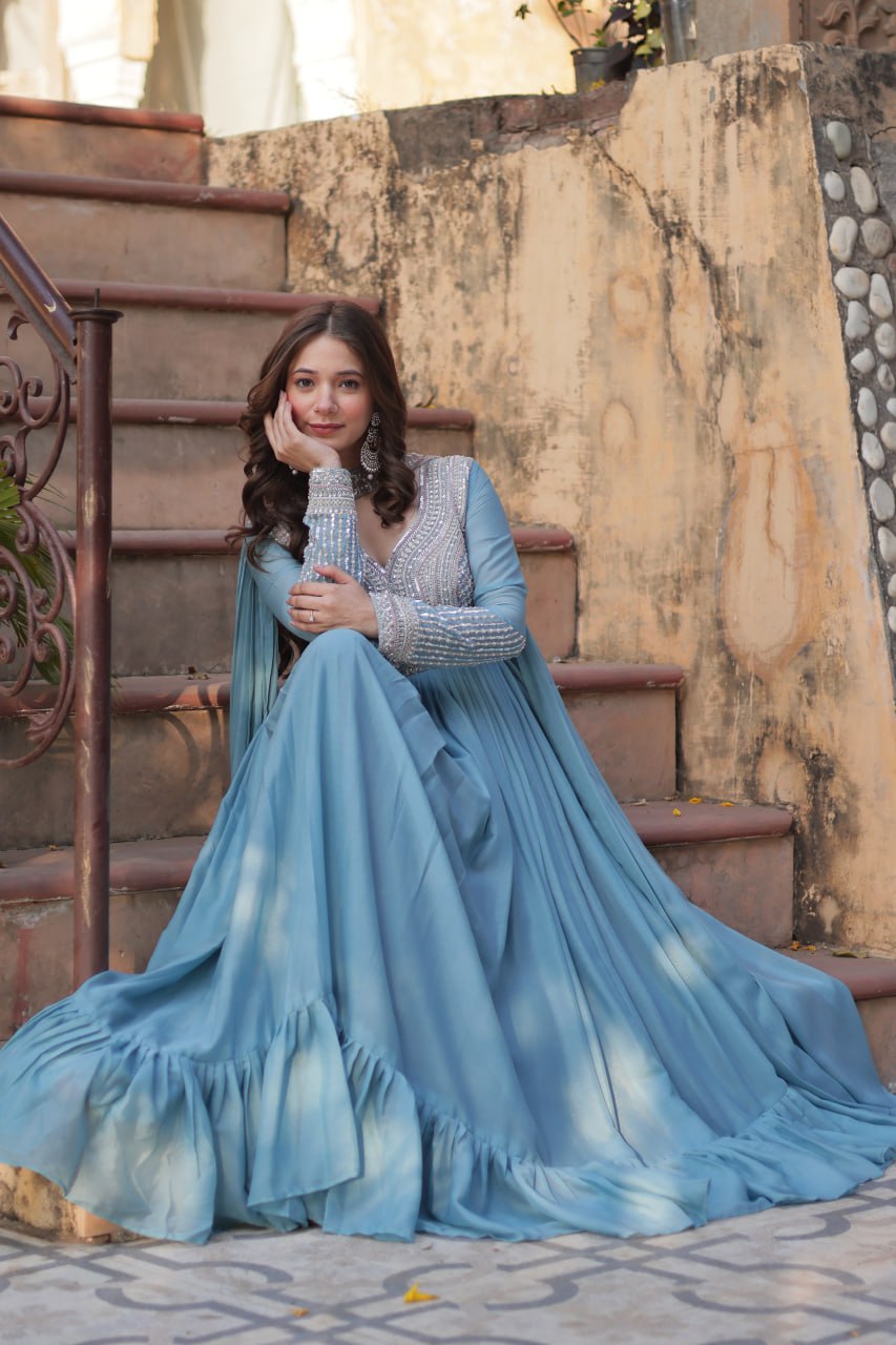 Perfect Partywear Gown with Dupatta – Full Sleeves