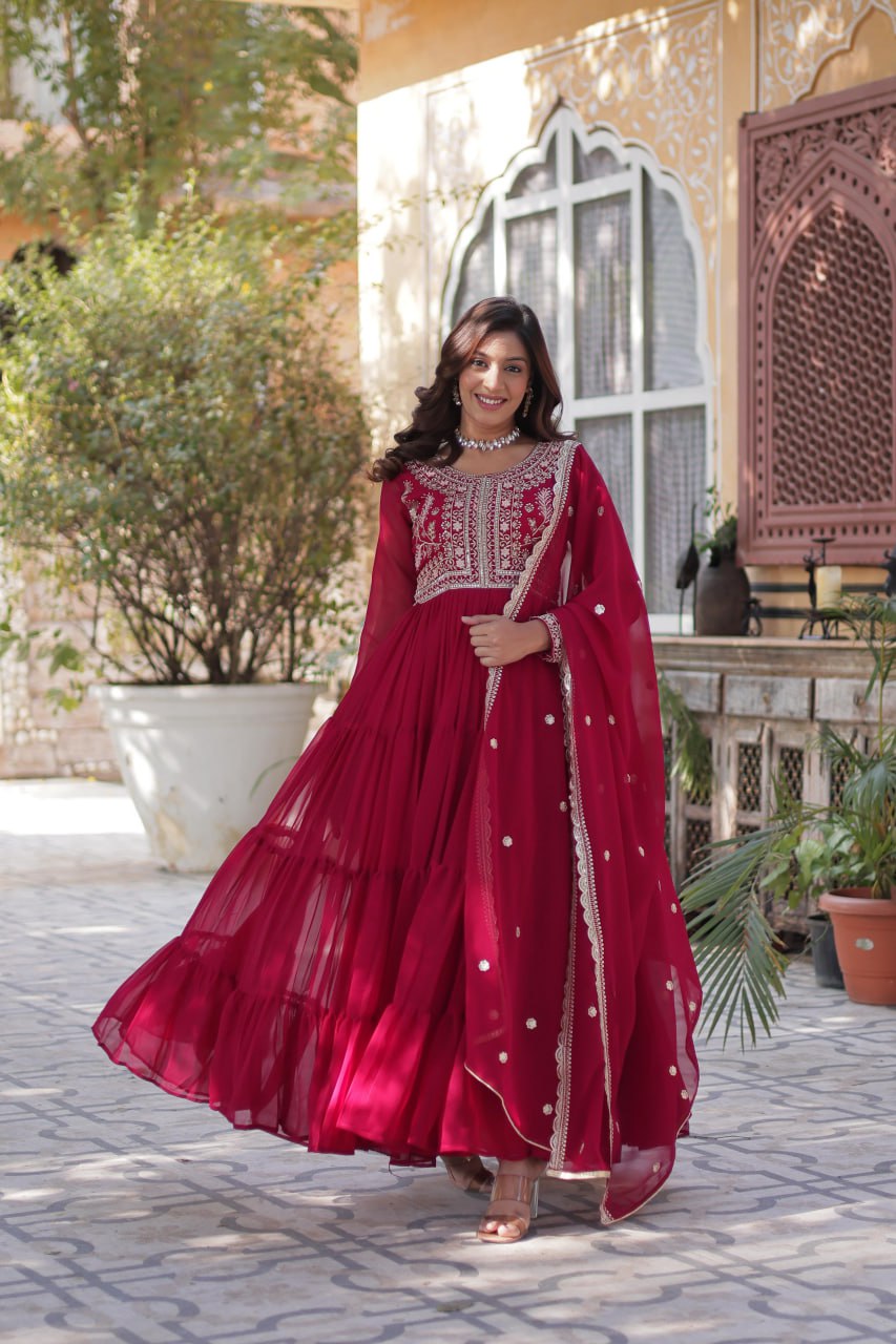 Premium Designer Readymade Gown with Dupatta Set