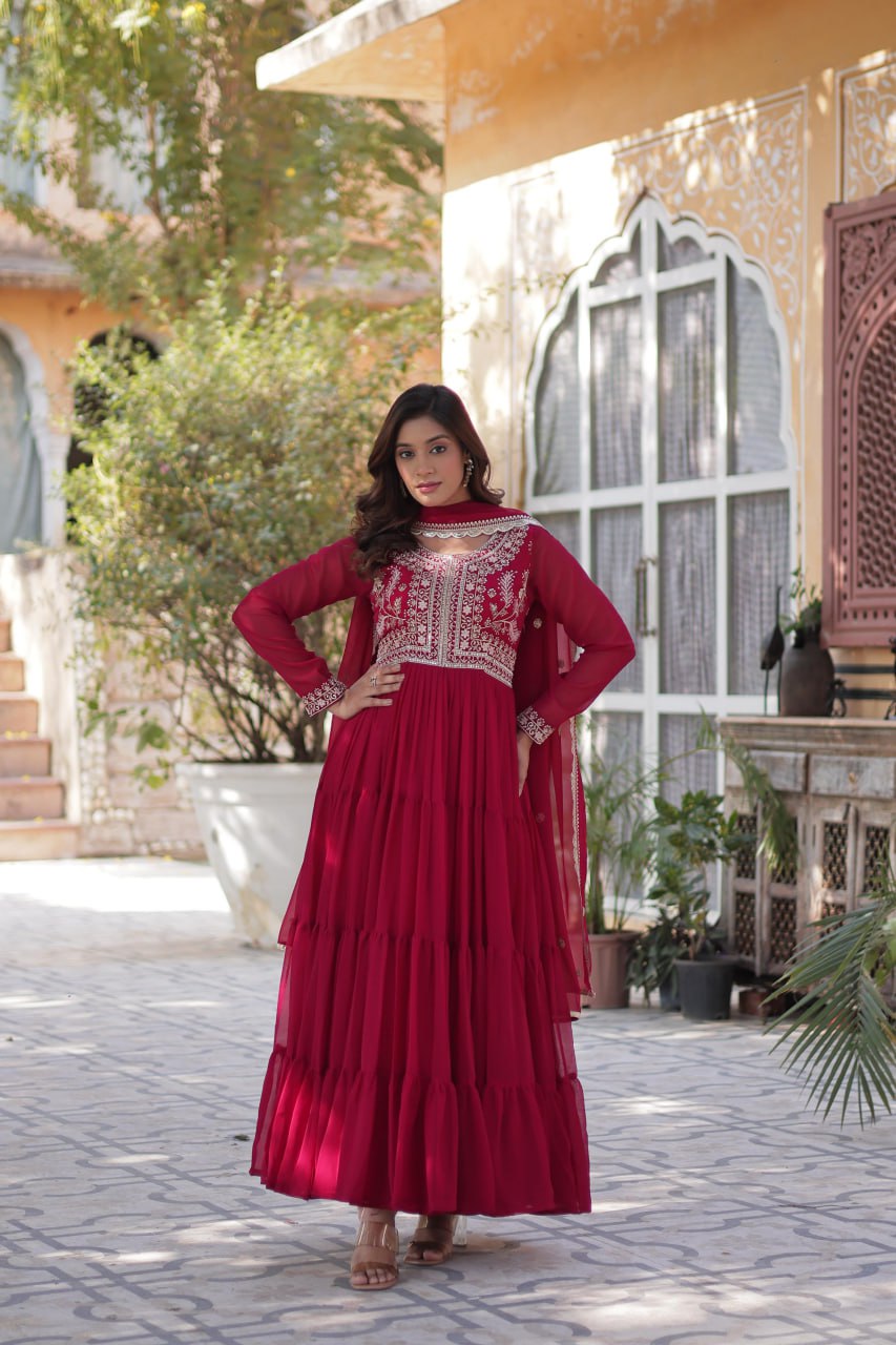 Premium Designer Readymade Gown with Dupatta Set