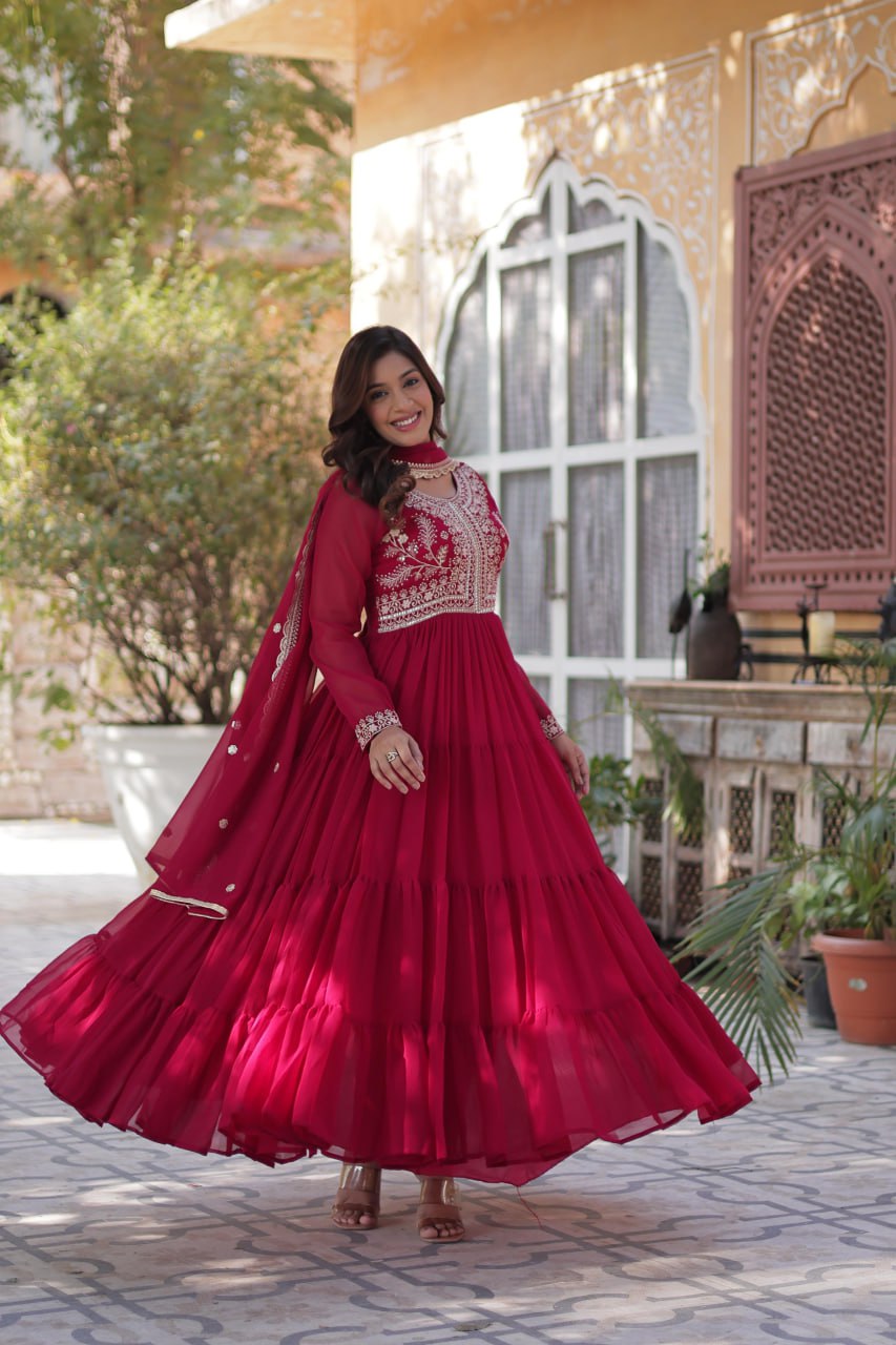 Premium Designer Readymade Gown with Dupatta Set