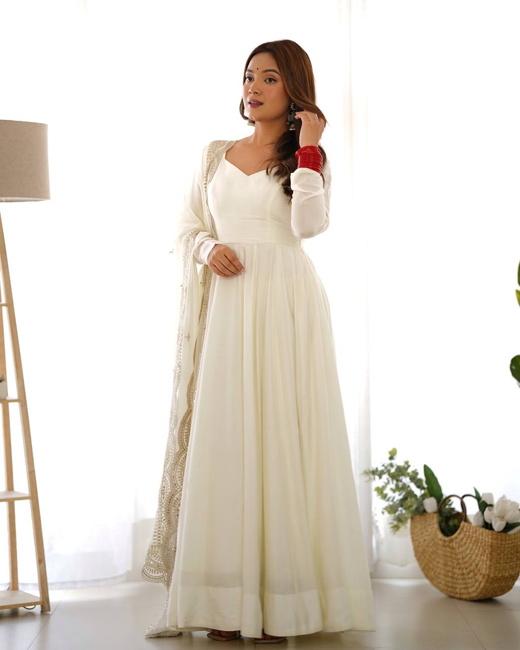 Premium Romansilk Chanderi Anarkali Gown Set