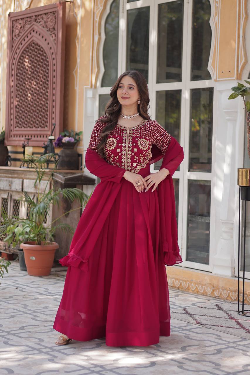 Premium Designer Readymade Gown with Dupatta Collection