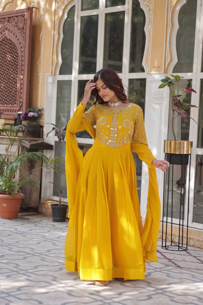 Premium Designer Readymade Gown with Dupatta Collection