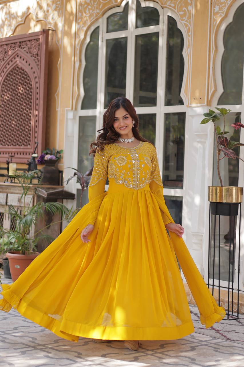 Premium Designer Readymade Gown with Dupatta Collection