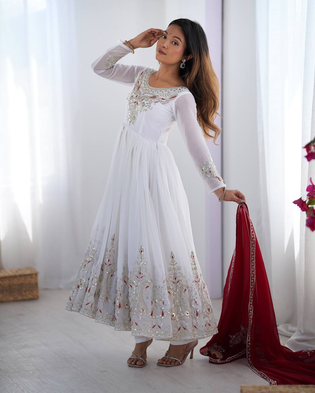 Heavy Designer Party Wear Gown with Dupatta – Multy Thread Embroidery & Sequence Work