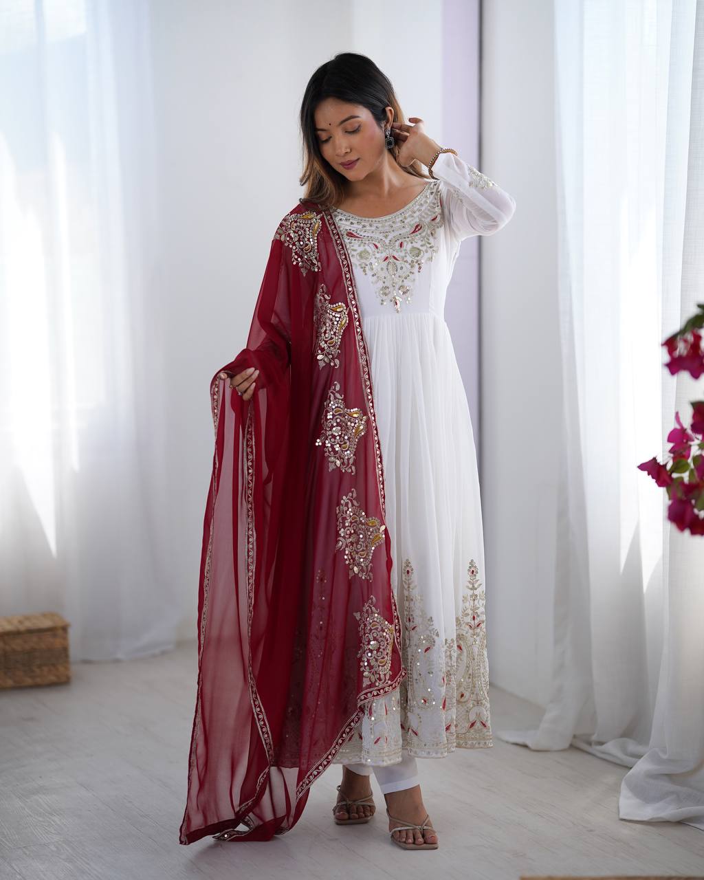 Heavy Designer Party Wear Gown with Dupatta – Multy Thread Embroidery & Sequence Work