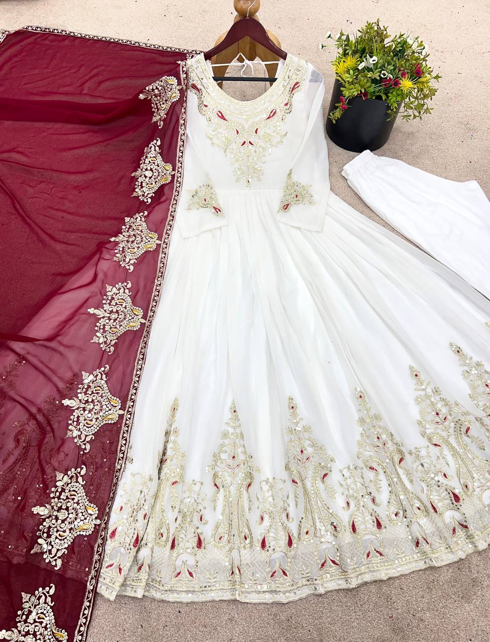 Heavy Designer Party Wear Gown with Dupatta – Multy Thread Embroidery & Sequence Work