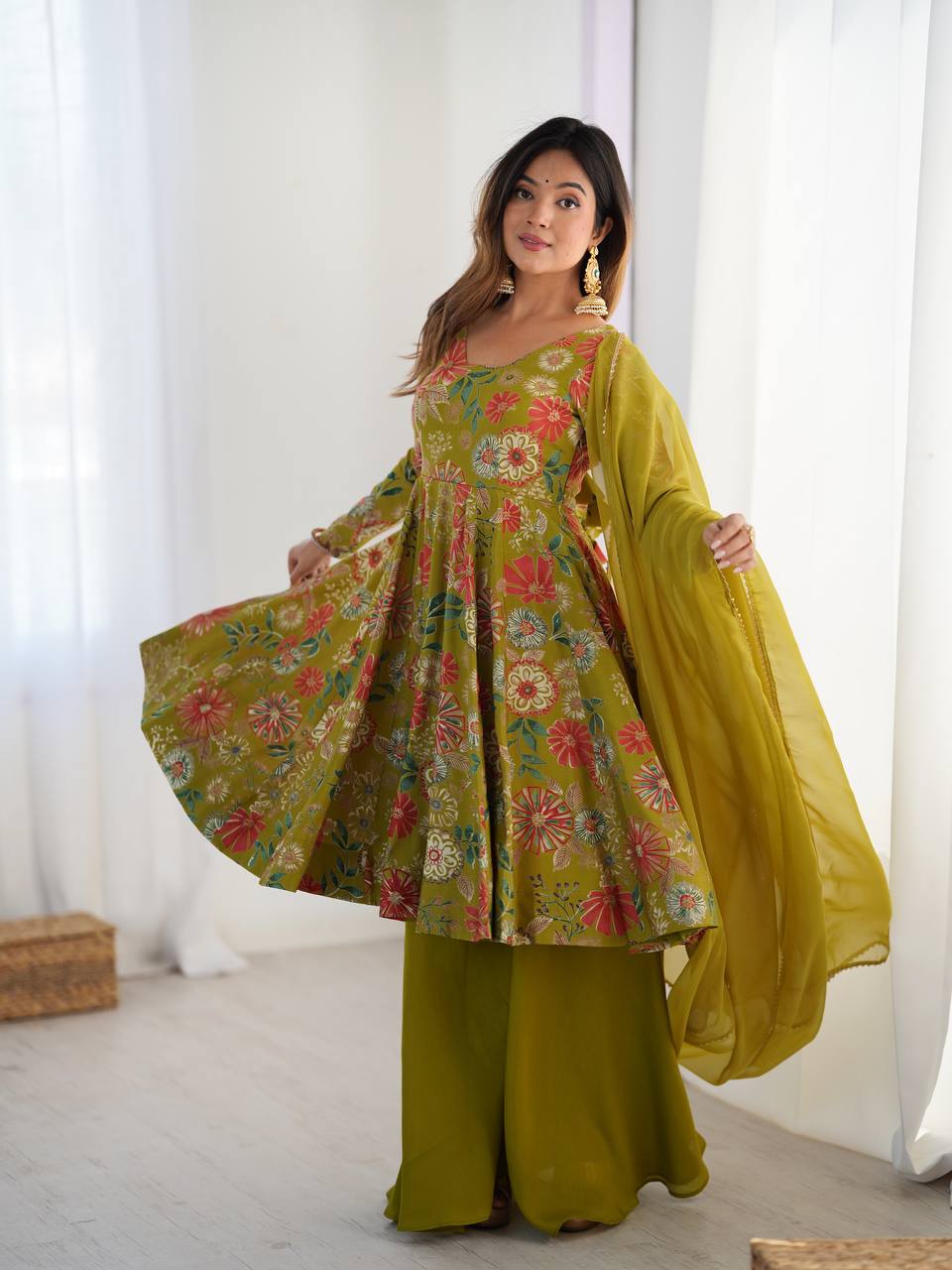Pure Romansilk Chanderi Kediya Kurta Set