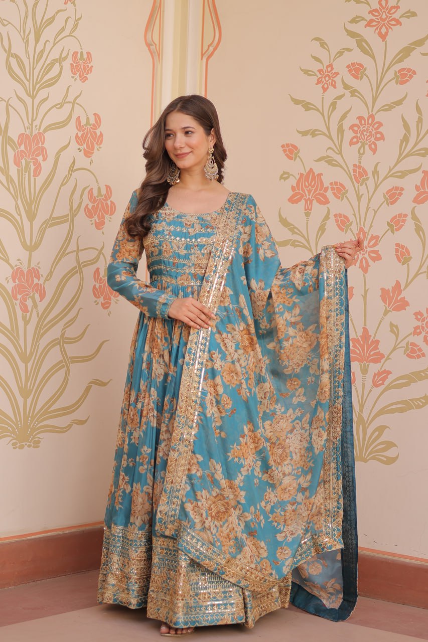 Premium Designer Readymade Gown with Dupatta