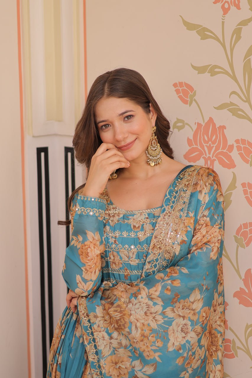 Premium Designer Readymade Gown with Dupatta