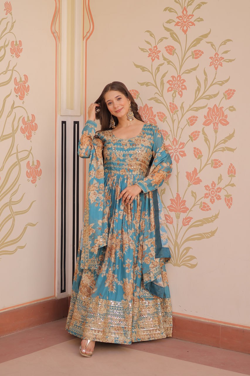 Premium Designer Readymade Gown with Dupatta