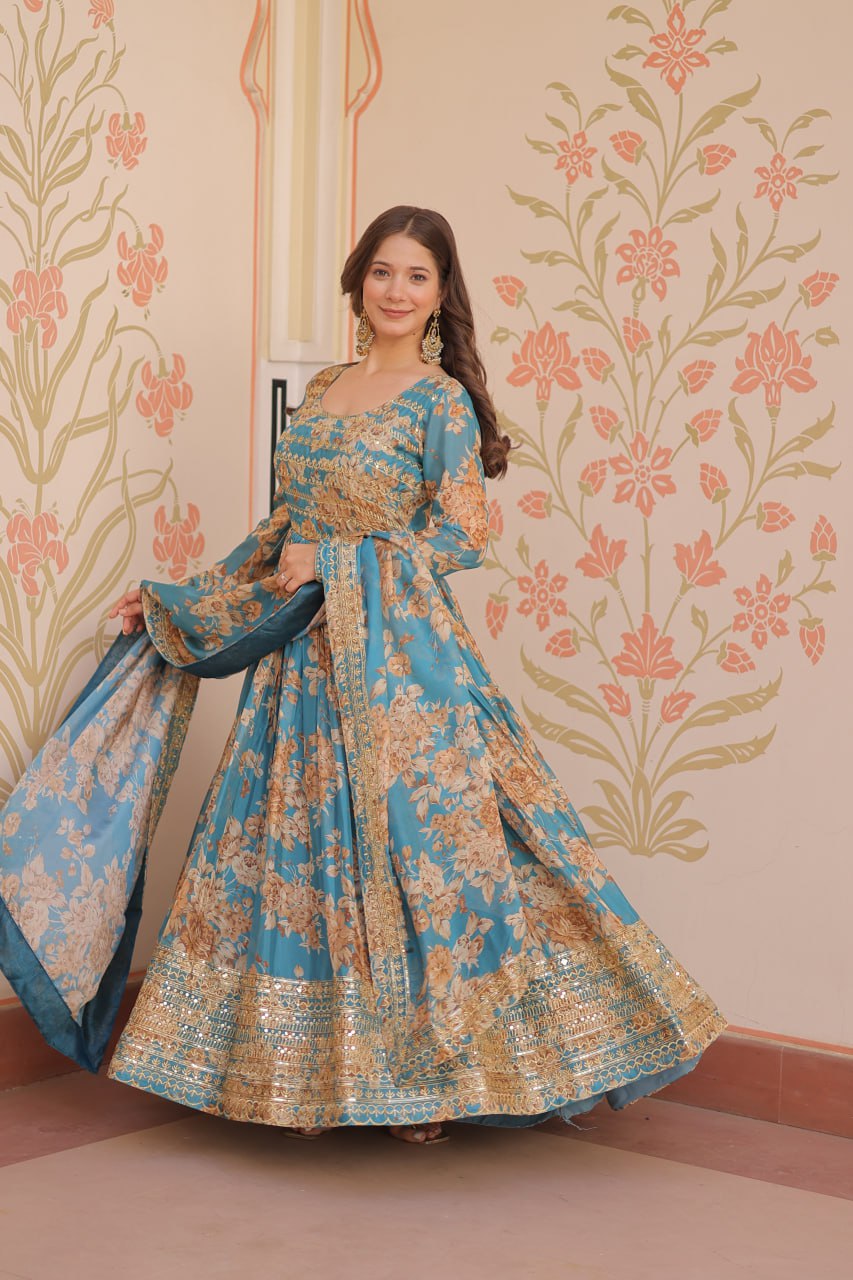 Premium Designer Readymade Gown with Dupatta