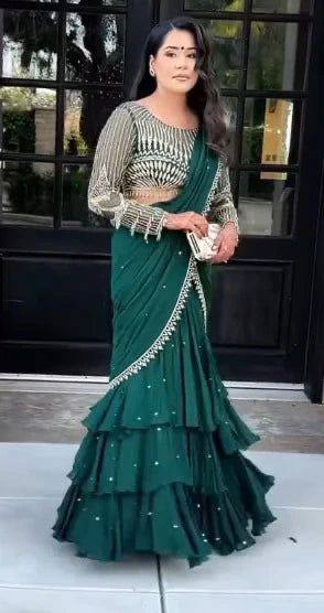 Ready to Wear Ruffle Lehenga Saree