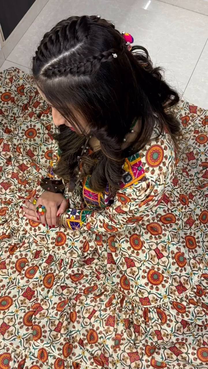 6 Meter Flair Navratri Special Lehenga Choli with Embroidered Shrug