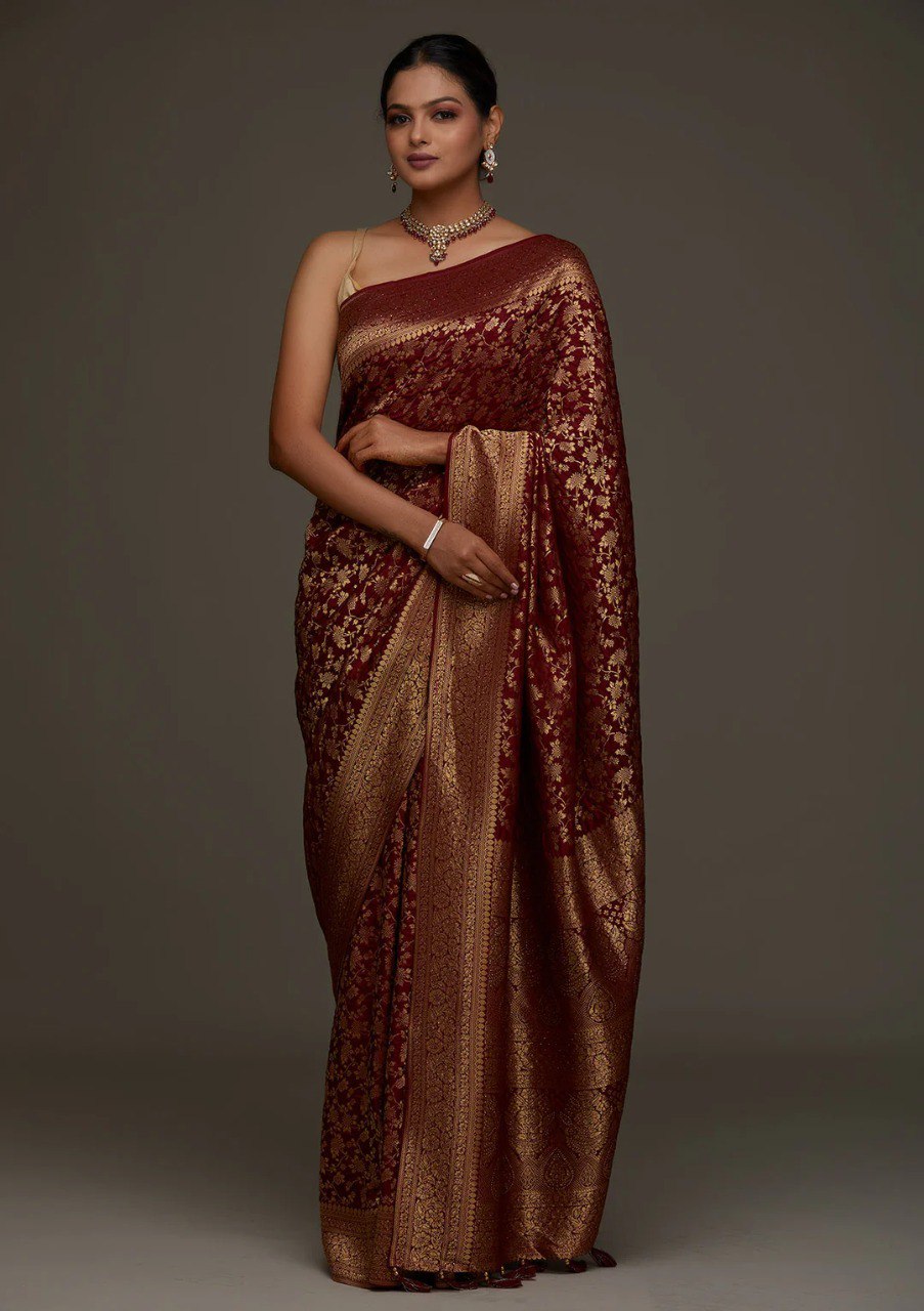 Banarasi Soft Silk Saree with Traditional Zari Motifs
