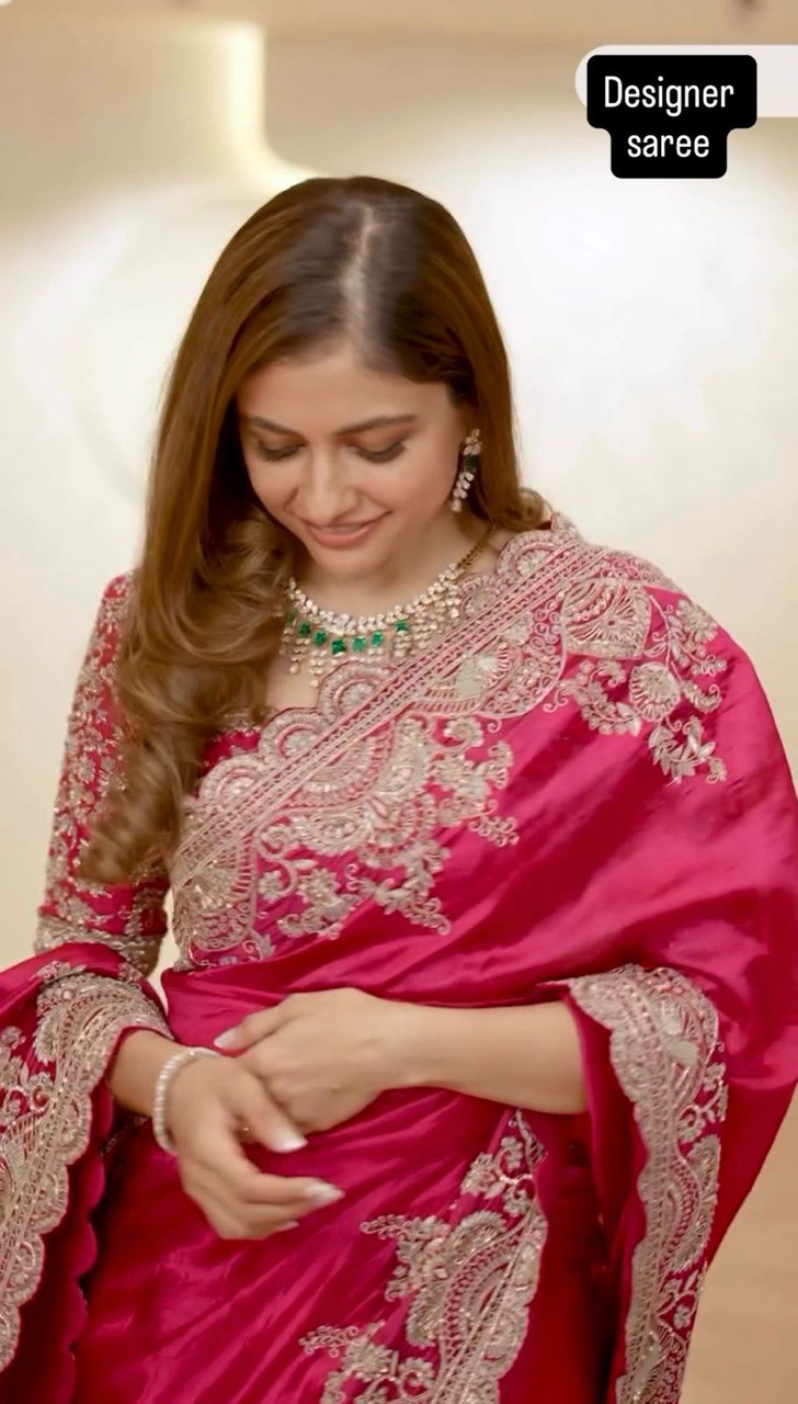 Elegant Vichitra Silk Saree with Coding & Sequin Work