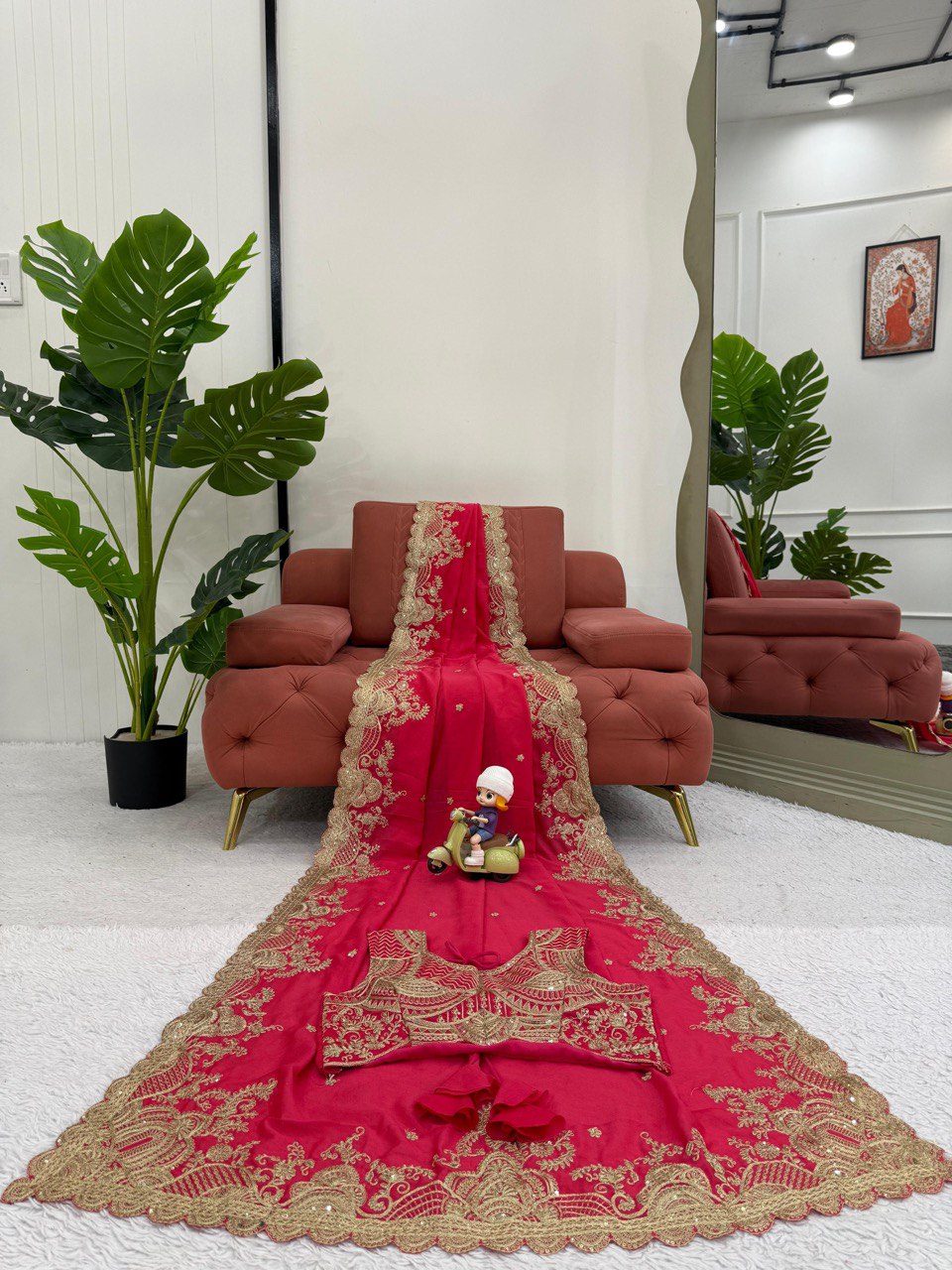Elegant Vichitra Silk Saree with Coding & Sequin Work