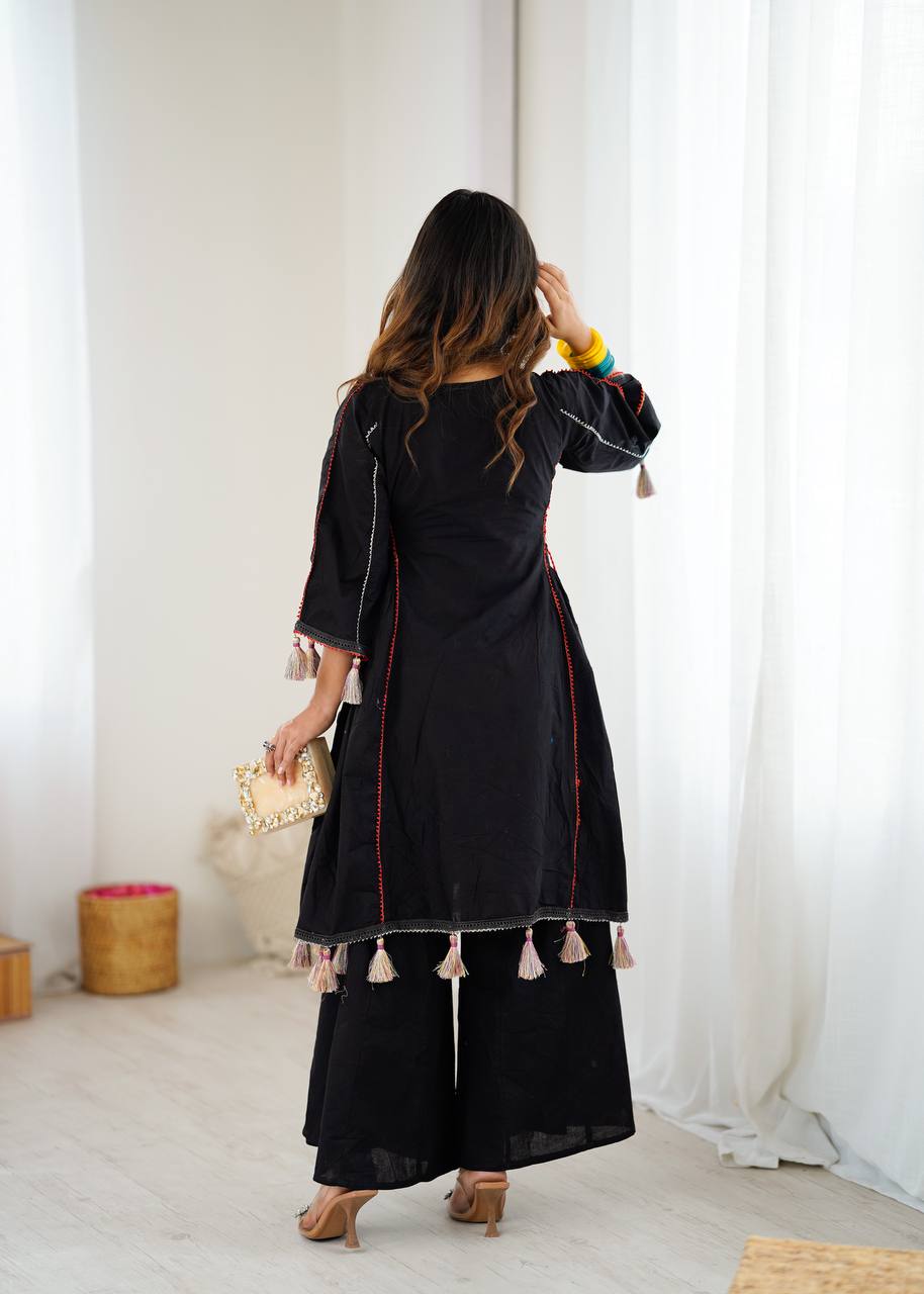Premium Khadi Cotton Co-ord Set with Embroidery & Mirror Work