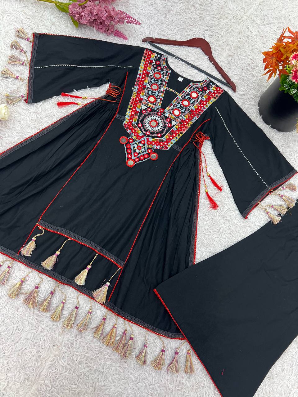 Premium Khadi Cotton Co-ord Set with Embroidery & Mirror Work