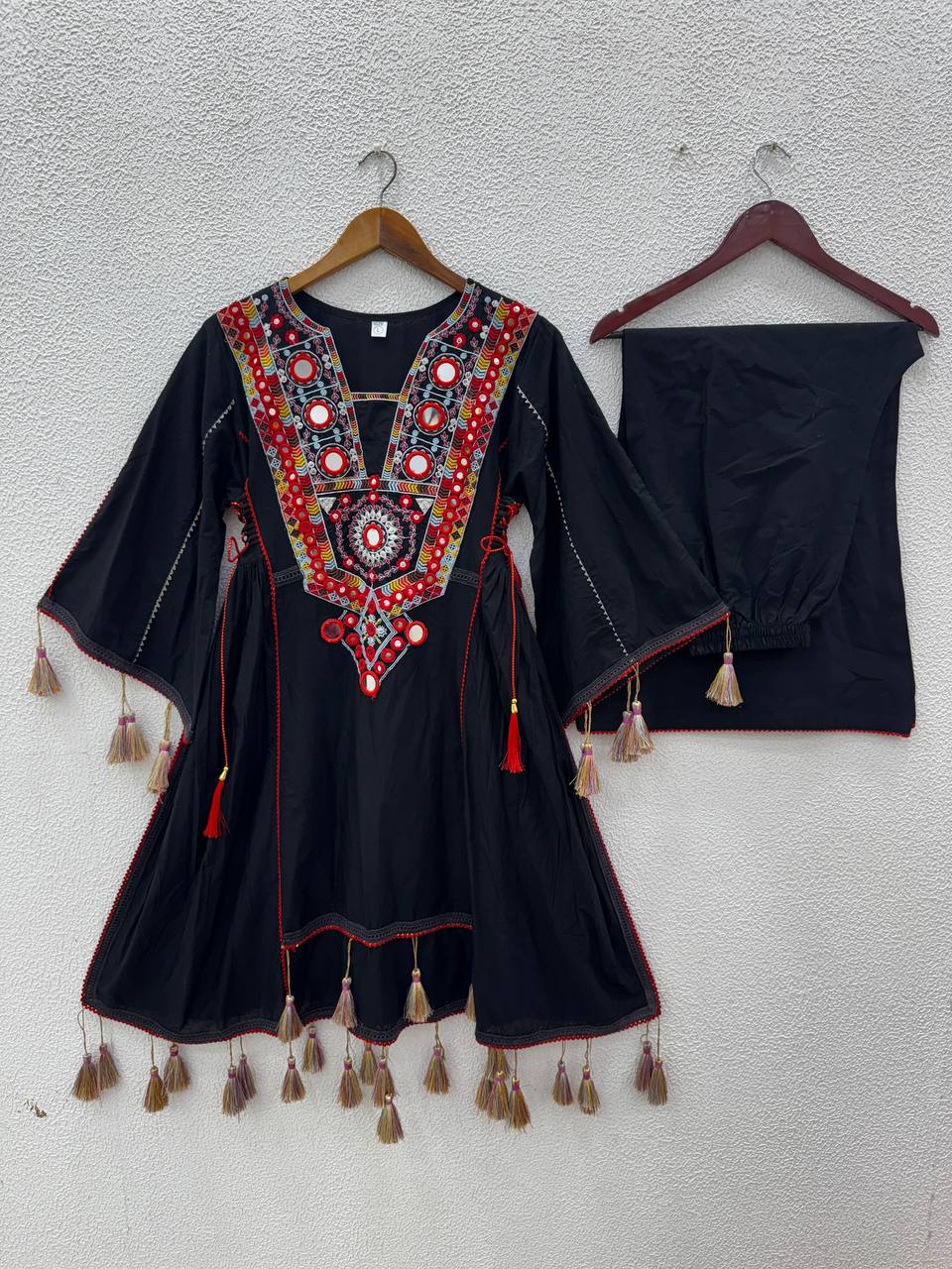Premium Khadi Cotton Co-ord Set with Embroidery & Mirror Work