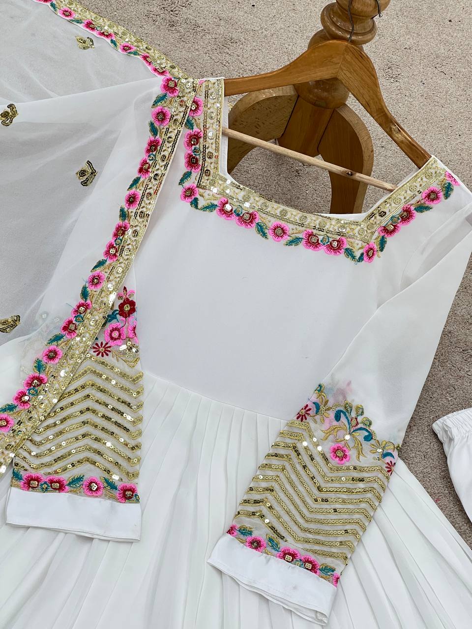 Heavy Georgette Embroidered Party Wear Gown with Dupatta