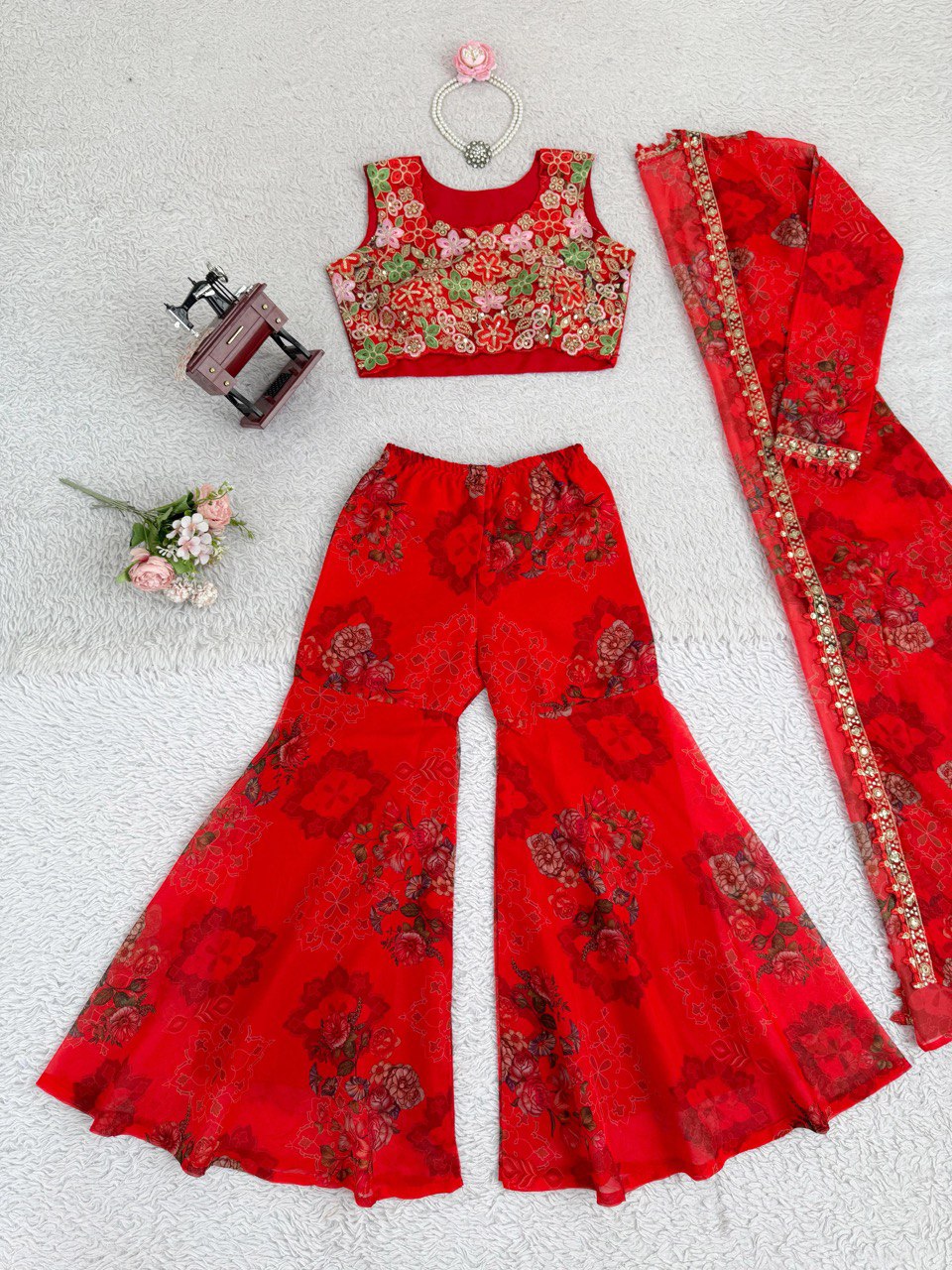 Festive Tibby Silk Sharara Set – Wedding Special