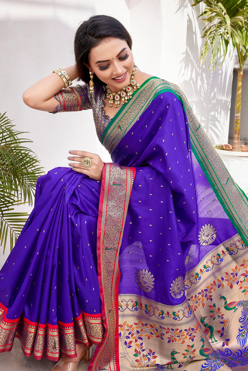 Pure Pethani Silk Saree with Exclusive Jacquard Weaving - Perfect for Parties & Festivals