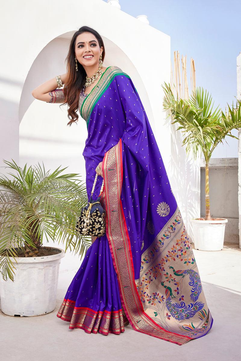 Pure Pethani Silk Saree with Exclusive Jacquard Weaving - Perfect for Parties & Festivals