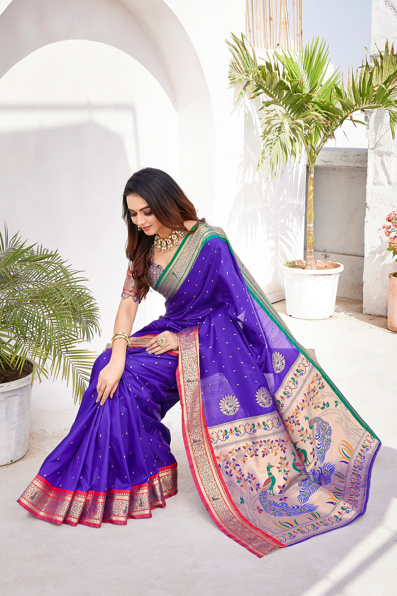 Pure Pethani Silk Saree with Exclusive Jacquard Weaving - Perfect for Parties & Festivals