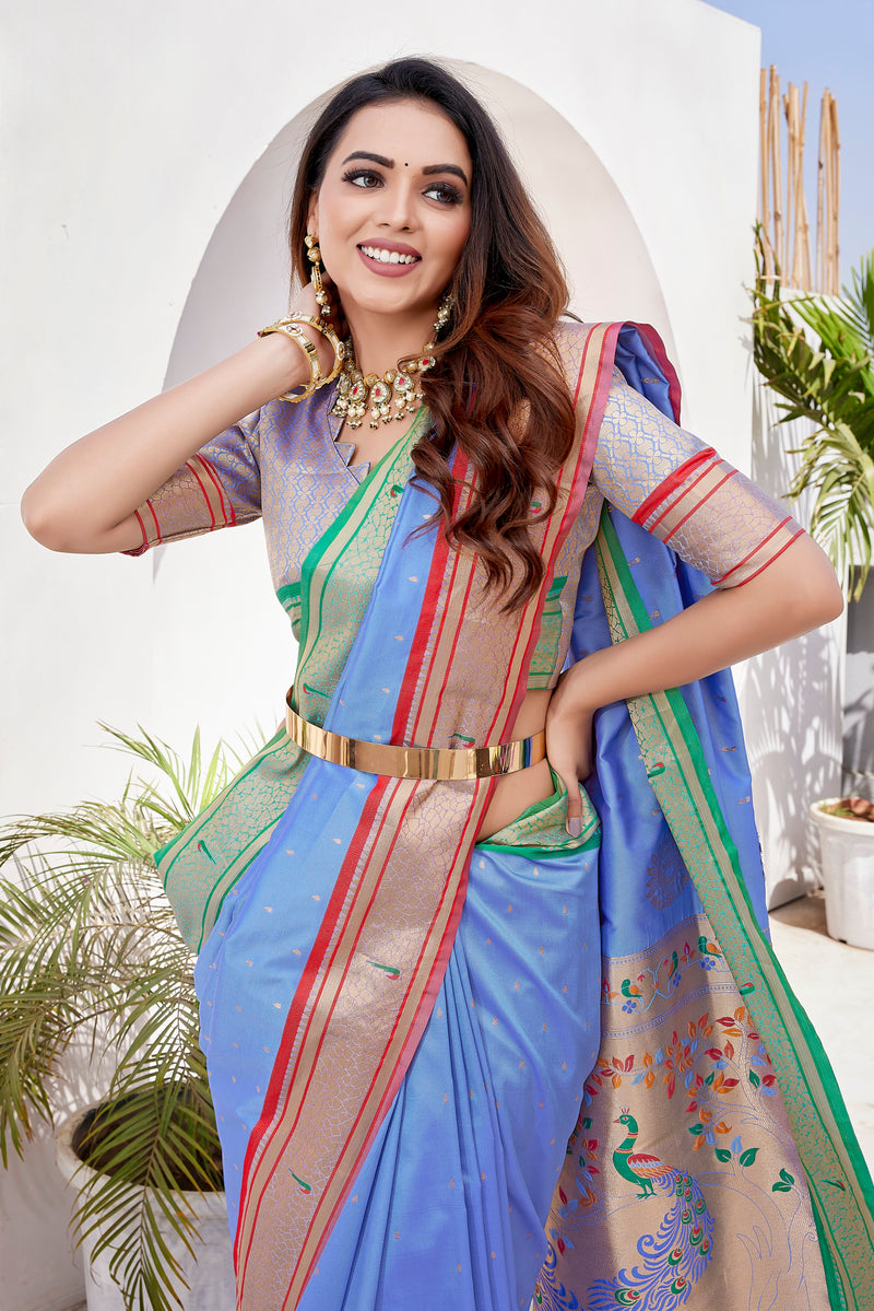 Pure Pethani Silk Saree with Exclusive Jacquard Weaving - Perfect for Parties & Festivals