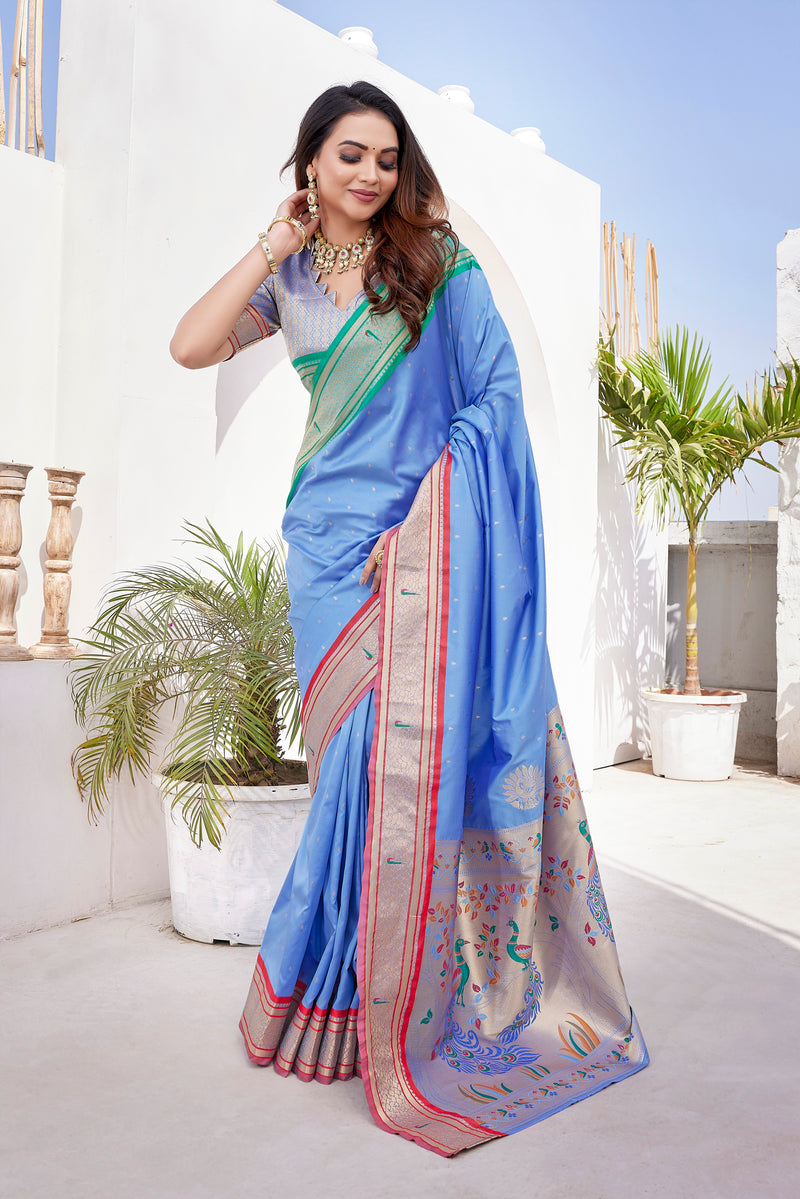 Pure Pethani Silk Saree with Exclusive Jacquard Weaving - Perfect for Parties & Festivals