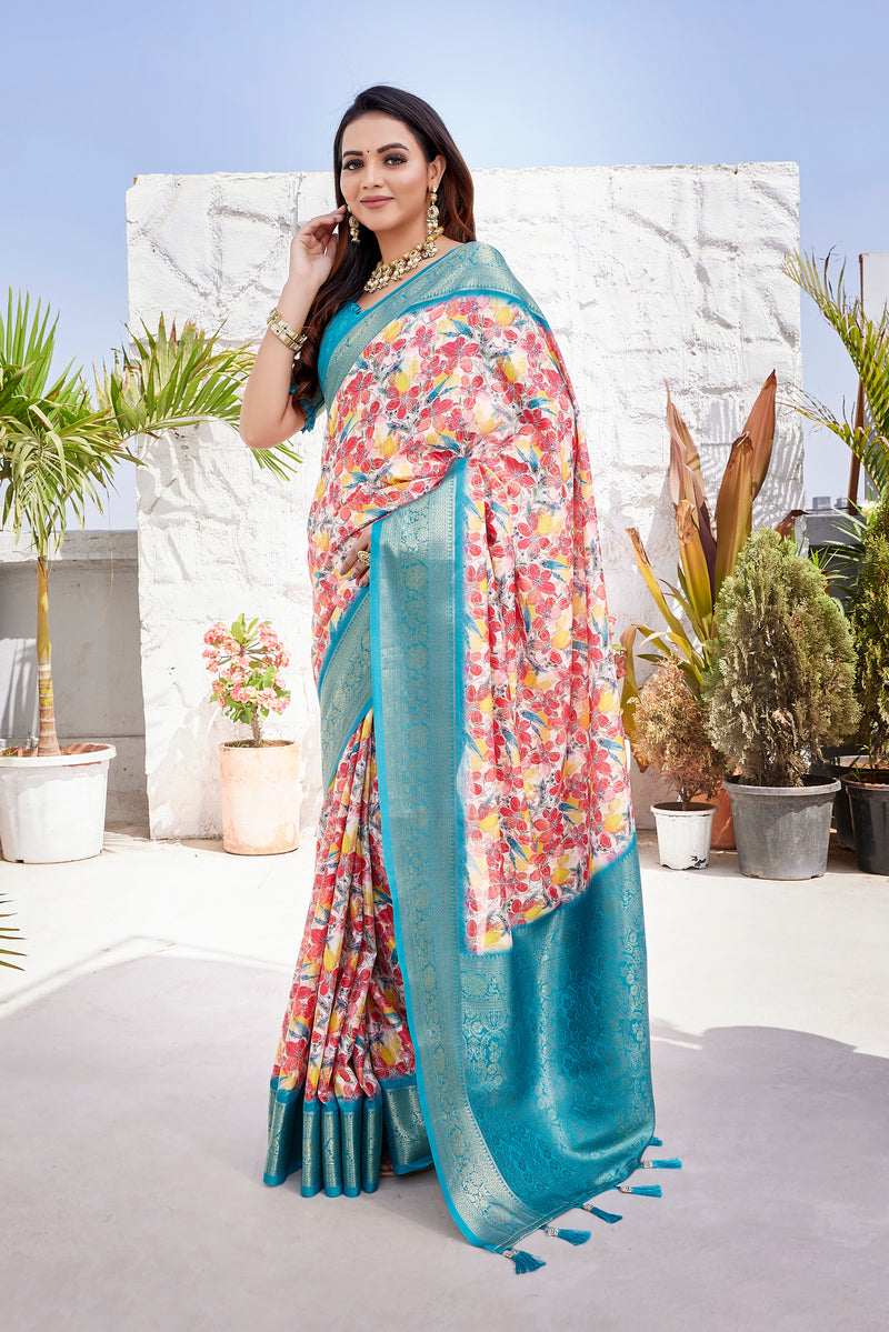 Dola Silk Saree with Exclusive Jacquard Weaving and Digital Print