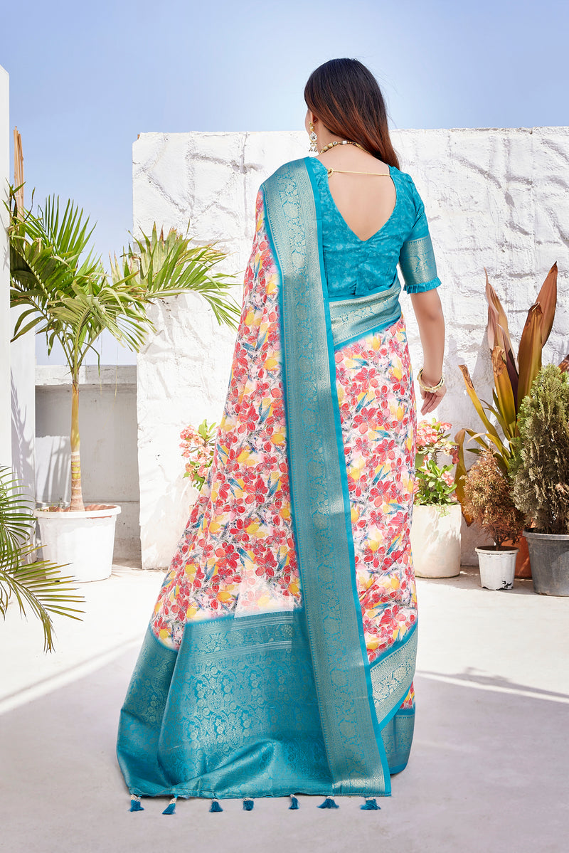 Dola Silk Saree with Exclusive Jacquard Weaving and Digital Print