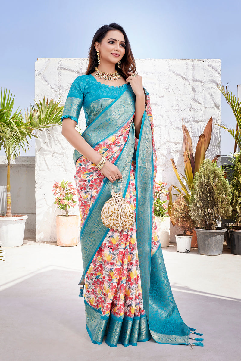 Dola Silk Saree with Exclusive Jacquard Weaving and Digital Print