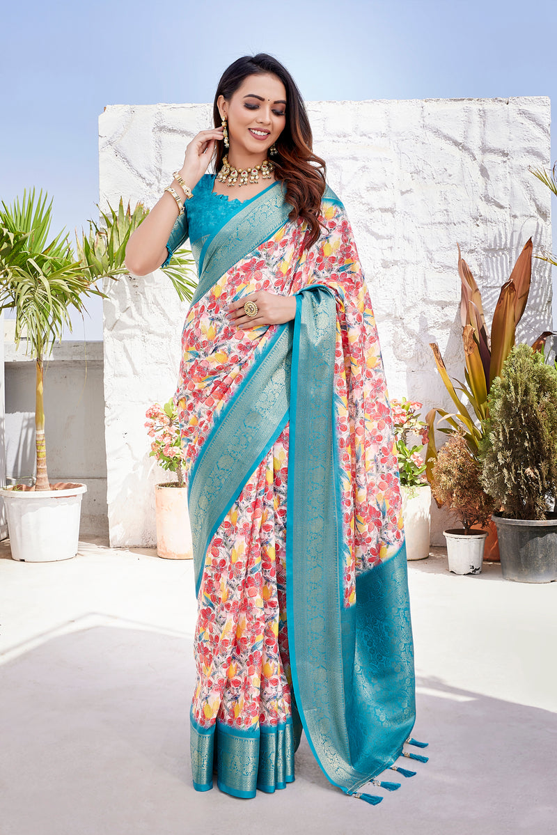 Dola Silk Saree with Exclusive Jacquard Weaving and Digital Print